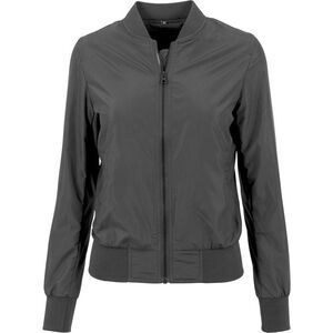 Build Your Brand Womens/Ladies Nylon Bomber Jacket / Black